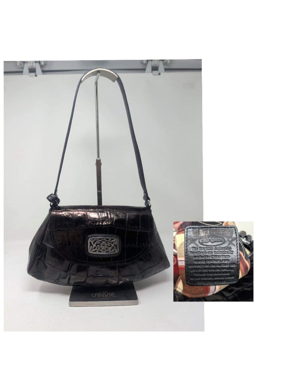 Vintage Brighton Shoulder Bag Purse Brown Croc